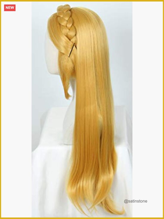 Long Blonde Wig Halloween Cosplay with 2 Elf Ears Heat Resistant main image 6
